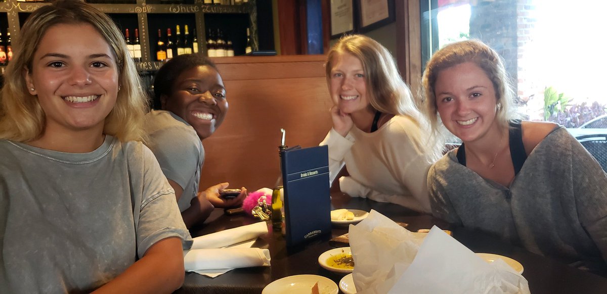 Enjoying dinner with the girls prior to the State Championship tomorrow here in Columbus. Eat big, play big! @thehowardway