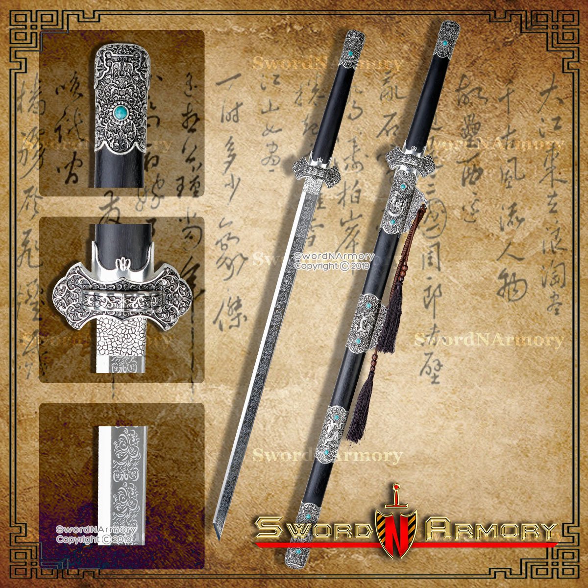SwordNArmory's tweet photo. This Traditional Hand Forged Chinese Full Tang Dao Sword Decorative Dragon Scabbard is a work of art. Check out all its features here:
#swordnarmory #swords #handmadeswords #iaitoswords #japaneseswords #swordsupplies #engravingservice
https://t.co/AfmYzhCkTi https://t.co/zxX6OWuG4T