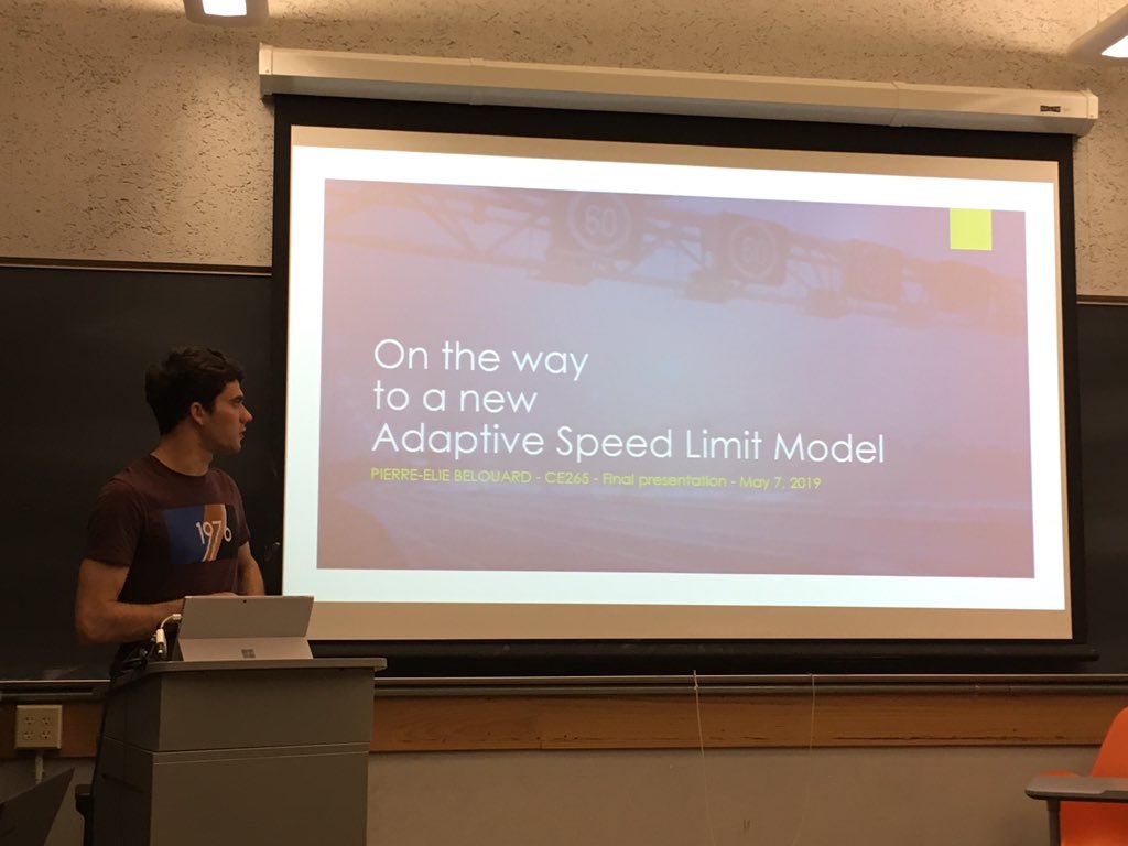UCBSafeTREC's tweet image. @CSCRSinfo Road Safety Fellow Pierre-Elie Belouard presents: 
“On the way to a new adaptive speed limit model” C265 #TrafficSafety #InjuryControl #SpeedLimit