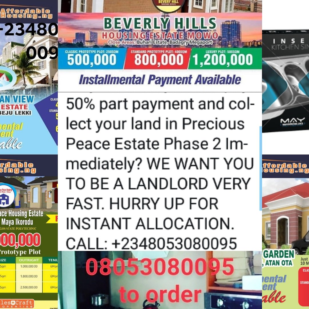 We have some real properties for sales around Lagos.
Call/WhatsApp: +2348053080095. For enquiries, sites inspection, bookings etc
#realestates
#inbuiltkitchenappliances
#lekkiproperties
#badagryproperties
#ikoroduproperties
#hoods
#builtinovens
#heatextractors
#affordablehouses