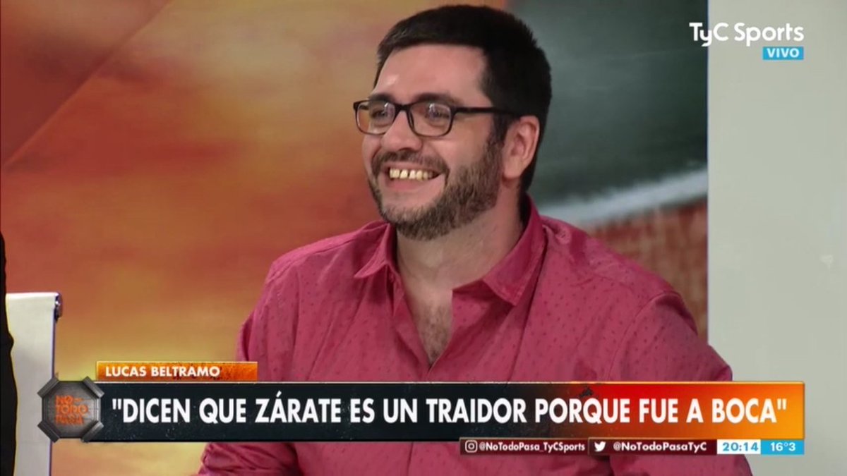 Nicoambrogi's tweet photo. "Zarate puede ir a jugar vs Velez porque lo ayudo a quedarse en primera. Suárez no puede ir vs Belgrano, porque se fue en medio del torneo y Belgrano descendió. Pero para la prensa el traidor es Zarate. Aca el problema es Boca" 

(Lucas Beltramo revoleando la chota x @TyCSports ) https://t.co/LuJhkY0tEV