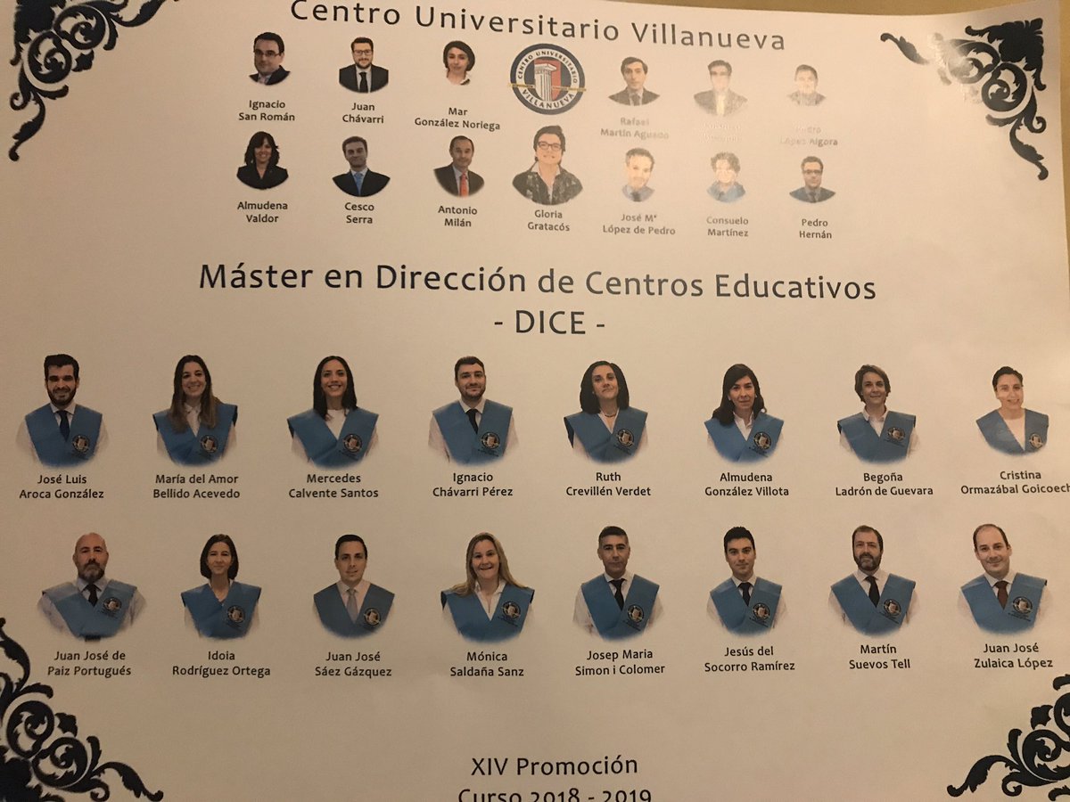 BegoLdeG's tweet photo. Hoy día especial... Graduación de la XIV Promoción del Master de Dirección de Centros Educativos de @VillanuevaCU y yo soy parte de ella... Gracias a todos los profesionales por todo lo que nos habéis enseñado!!! https://t.co/l1RsXoqTQ6