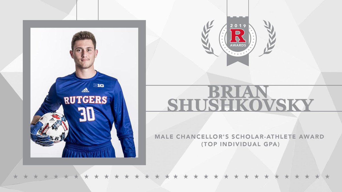 RUAthletics's tweet photo. Brian Shushkovsky of @RUMensSoccer nets the Male Chancellor's Scholar-Athlete award with his 4.00 cumulative GPA!

#RAwards19 | #GoRU https://t.co/oIzcD5ZLh4