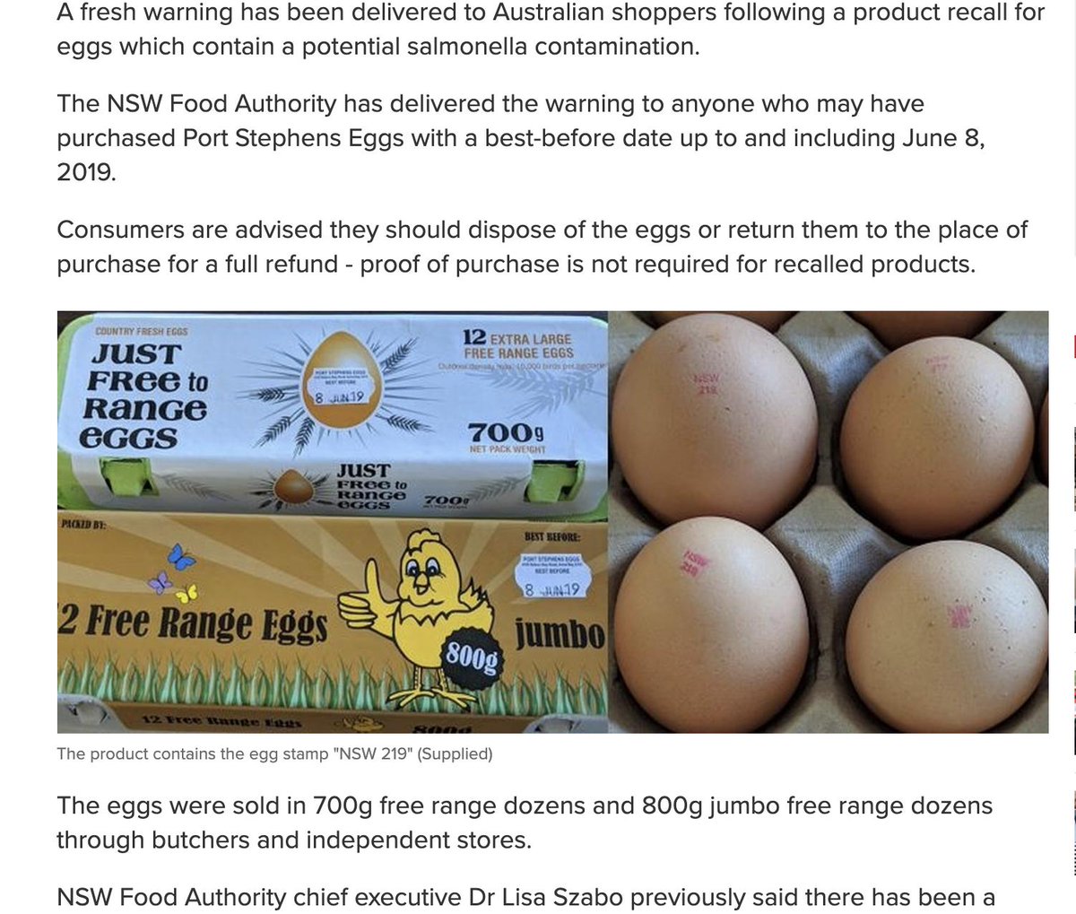 Scheduleflow's tweet photo. Woolworths eggs 12 Free Fange Eggs Jumbo label, have been found with Salmonella. Note the Nine hides the Woolworths logo and name from the story but show it in the video. Subtle censorship to protect Woolworths, almost certainly an advertiser. https://t.co/DVwHtkgEOJ
#ourmedia. https://t.co/FTnAMwq8R0