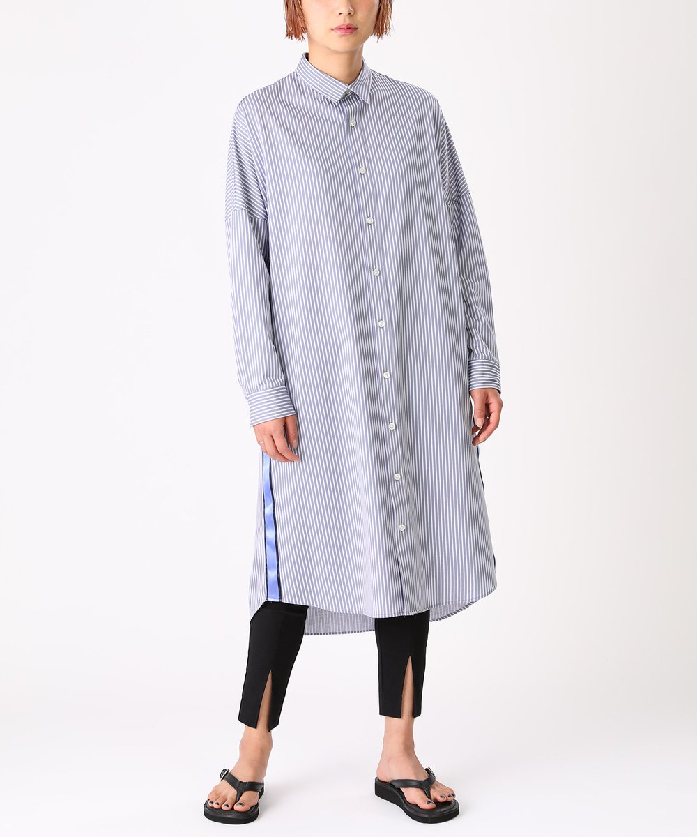 Publux 新入荷 Publux パブリュクス ラインシャツドレス ワンピース 両サイドのビビットカラーのサテンテープがポイントのシャツワンピです レギンスやワイドパンツなどを合わせて レイヤードスタイルも楽しめる1枚です T Co Lkmhsa5f6s