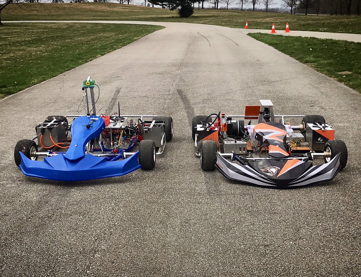 Say hello to two of our #autonomous go-karts that will be competing at <a href="/IMS/">Indianapolis Motor Speedway</a> next week. #thisismay #electricvehicle