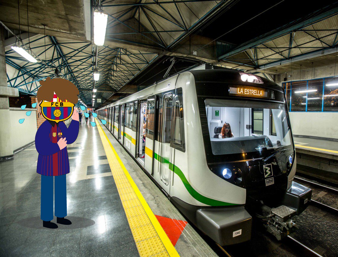 metrodemedellin's tweet photo. ¡No te preocupes, #Barcelona! En nuestro #SistemaMetro no habrá ningún #Liverpool que te impida alcanzar La Estrella. ⚽️🙌😅

#ChampionsLeague https://t.co/79RB5YuYt0