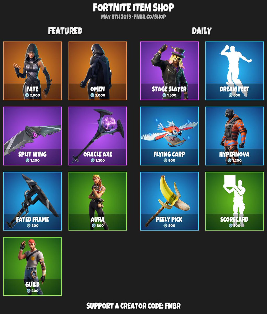 fortnite item shop for may 8th 2019 https fnbr co shop use creator code fnbr if you d like to support us pic twitter com vdoytmojft - fortnite item shop 342019