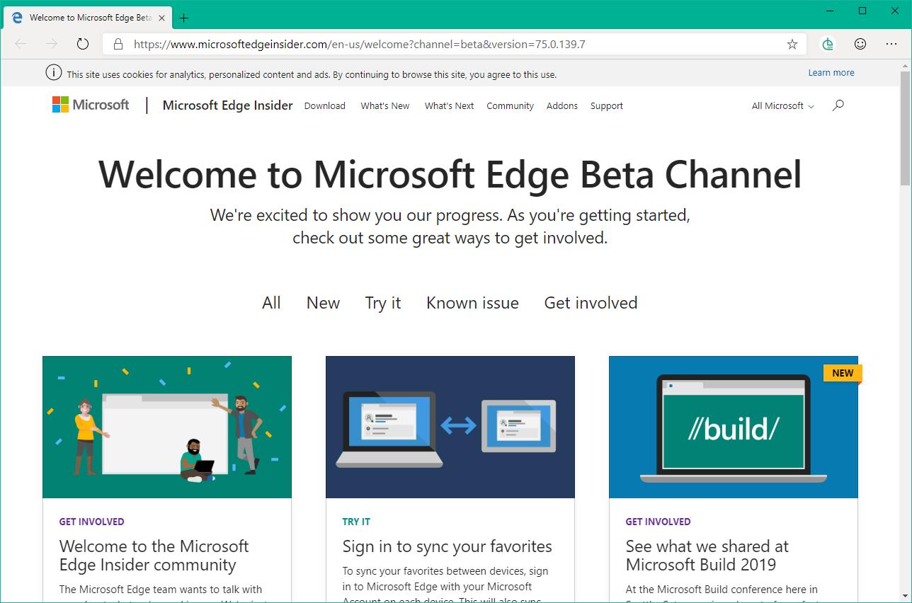 Microsoft Edge Chromium Beta