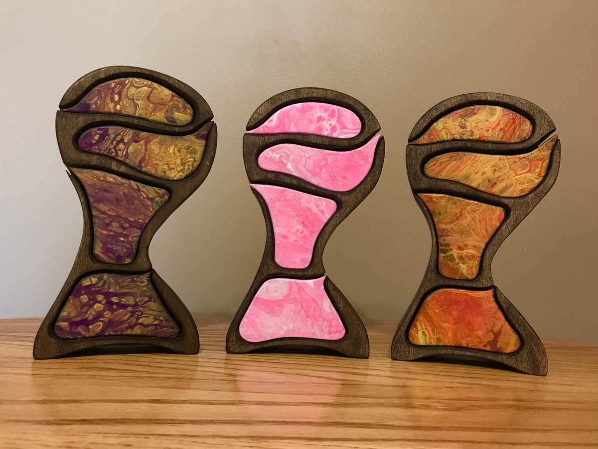 MadeByRP's tweet photo. As the first coat of finish is drying on the pink box, I wanted to post a few more photos of the jewelry boxes and how they glow in the dark. #woodworking #makerscentral #makersgonnamake #makers https://t.co/DbGk7WZ8Ku
