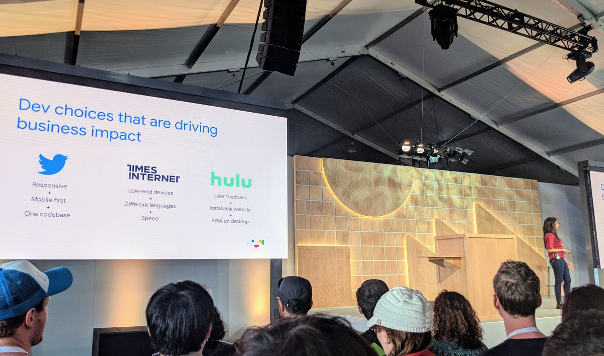 DerekJonPastor's tweet photo. "As a user, I don't care what tech stack companies use, I just want a good experience"

Awesome session about how PWAs change a business

@Twitter - 3x increase in tweets
@hulu - 27% increase in return rate
@Timesinternet - 59% increase in ad revenue
@aanchalbahadur 
#io19 https://t.co/joAE2tS9wq