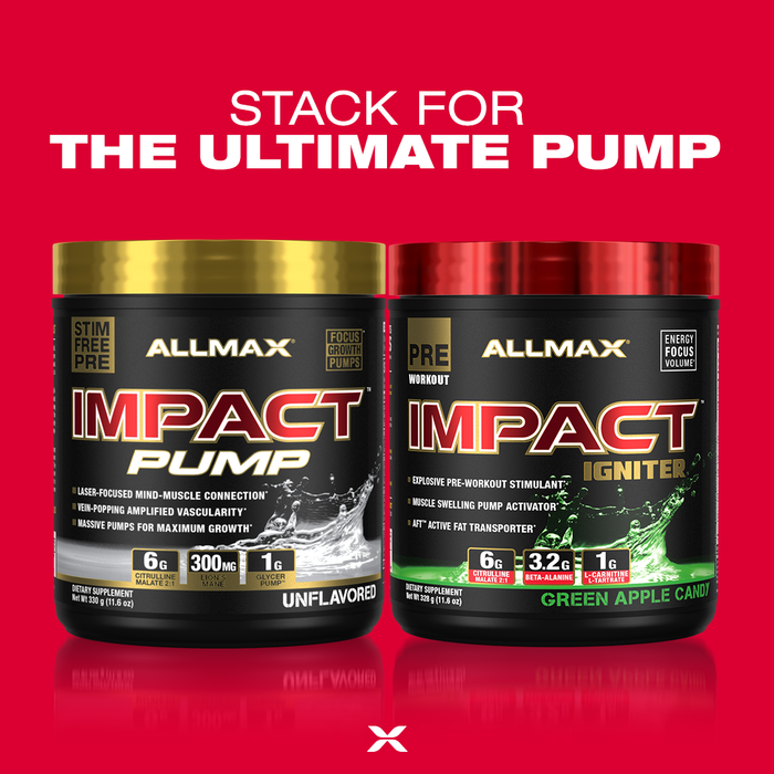 ALLMAX's tweet photo. Take your #pumps, focus, and #energy to a whole new level by stacking these PRE’s together!
#IMPACTPUMP is our non-stim #preworkout that pairs perfectly with our high-stim pre-workout #IMPACTIgniter.
@SteveKuclo https://t.co/hNOSQY0e9B