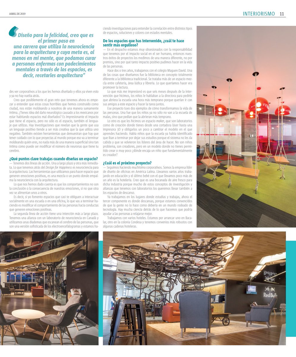 satusmedia's tweet photo. "Design for happiness, arquitectura para transformar el mundo", tienes que ver la entrevista de @jcbaumgartner para el suplemento de #Interiorismo de @PublimetroMX 😃
#DesignForHappiness https://t.co/0WzB1Hh8jt