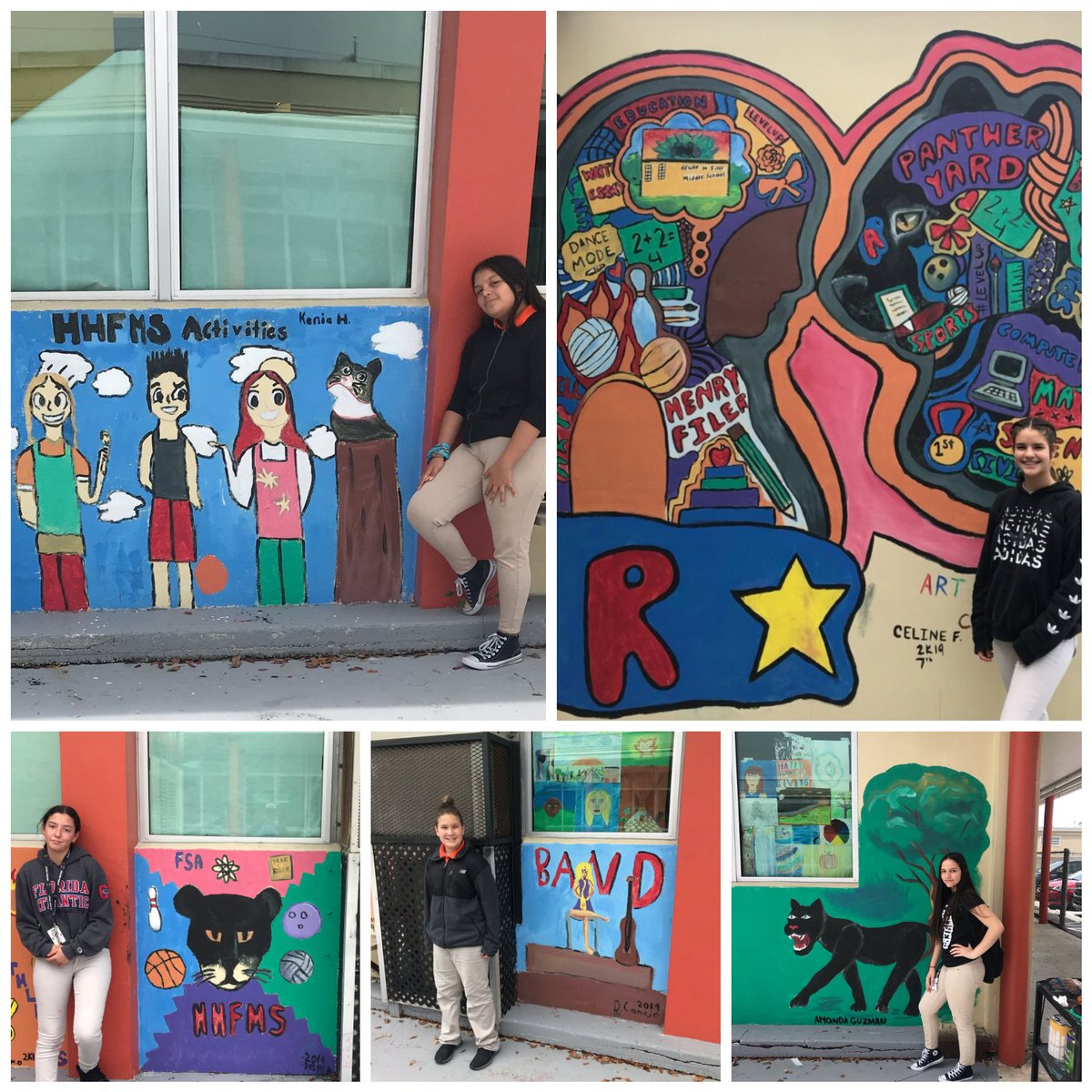 HenryFilerMS's tweet photo. Wynwood Walls havs nothing on the Panther Yard. A great big thank you to our art students and one of our art teachers Mr. Nuñez on the amazing work they did. #filertransforms #levelup @NROSup @MiamiSup @verenanro @MDCPS_MSR https://t.co/oFfswINLRe