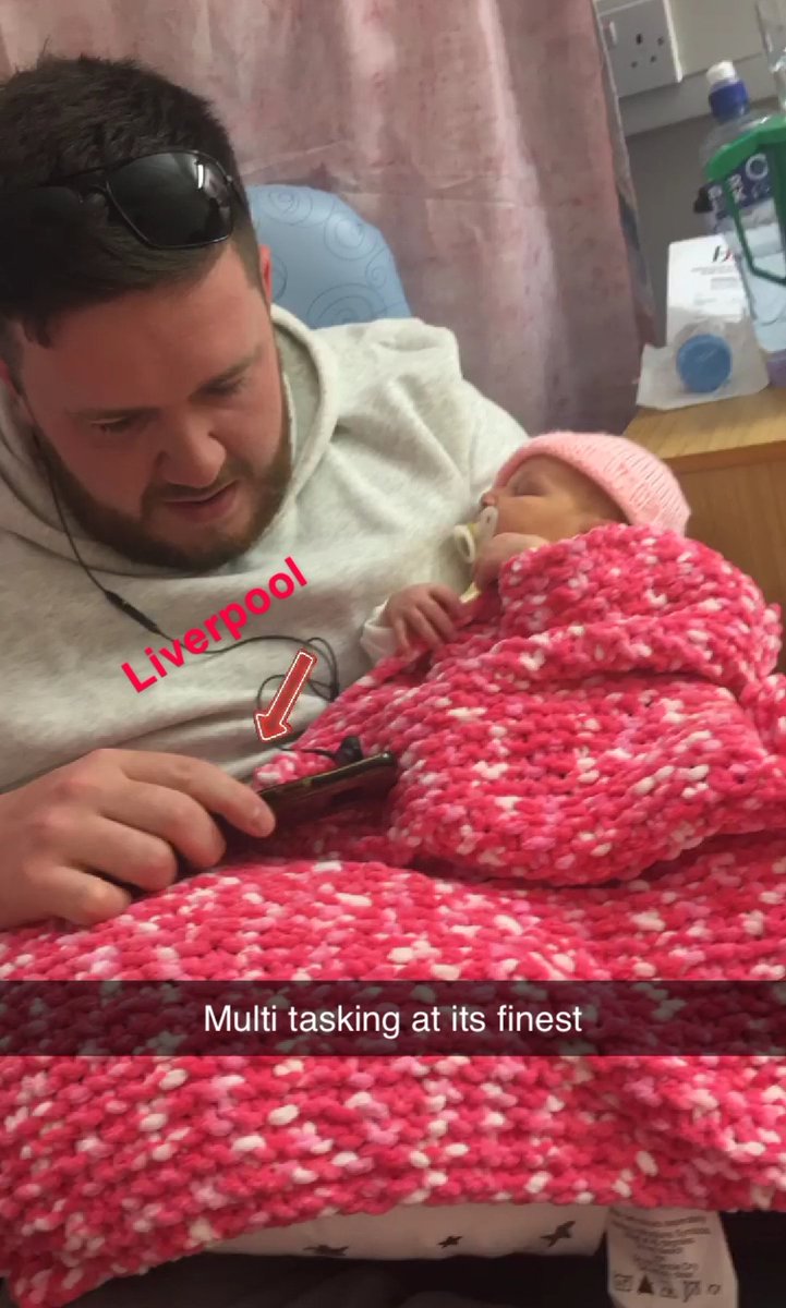 m_fitzgerald1's tweet photo. Watching the match on my phone cuddling my little woman in the hospital. She wasn't so peaceful when @GWijnaldum popped up 5 mins later and made us believe πβ€πβ½οΈ #LFC #UCL #LIVBAR #YNWA #ChampionsLeague #weregoingtomadrid #bestweekofmylife #lfcnewestfan #goodluckcharm https://t.co/ZuiOJEhrWY