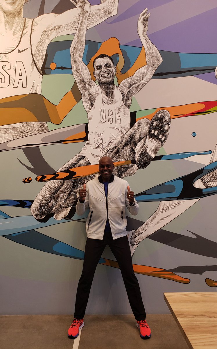 Carl_Lewis's tweet photo. Attending the opening of the Nike ICON Studio in LA.  I even made the wall. https://t.co/ELL8kIMXOj