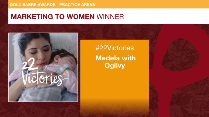 Provoke_News's tweet photo. #SABREAwards Winner: MARKETING TO WOMEN - #22Victories @Medela_US @Ogilvy https://t.co/NULVbzMUgg