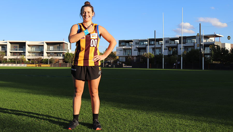 HawthornFC's tweet photo. Our @HawthornFCW side will don special guernseys and blue tape, when @aflvic celebrates Beyond Blue Round this weekend. 💙

#Always https://t.co/lBj0YzAhRs