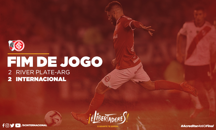 SCInternacional's tweet photo. (RIVxINT) 2x2 - ⏰ 50'/2T: Final de jogo no Monumental de Núñez. #AcreditarAtéOFinal 🇦🇹 https://t.co/AaGY7sgnV0