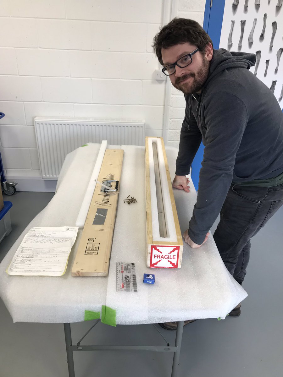 davidjnash's tweet image. As featured on @BBCBreakfast this morning. Great privilege to be able to work with @Twigneousrocks at the @EnglishHeritage archaeology store in Temple Cloud, analysing the 1.08m sarsen core extracted from Stone 58 at @EH_Stonehenge in 1958.  @uniofbrighton @GeogGeoBrighton