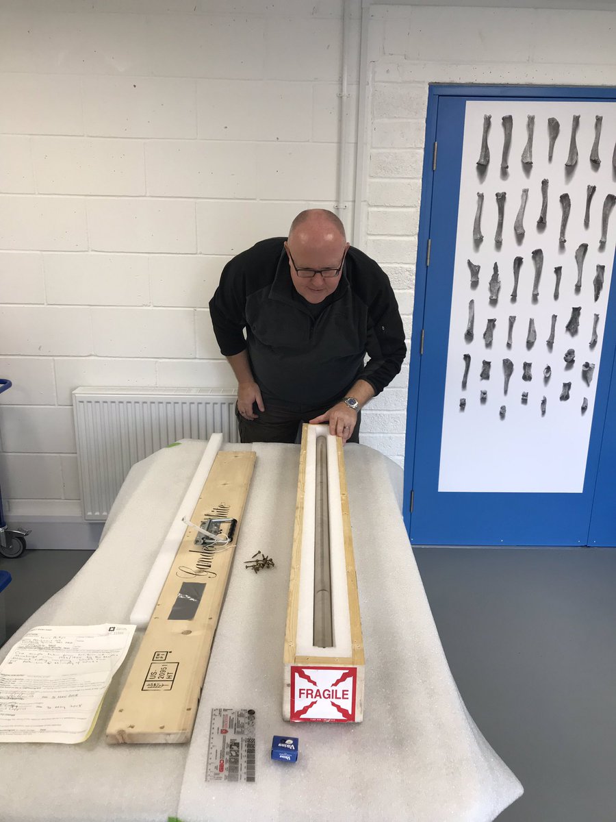 davidjnash's tweet image. As featured on @BBCBreakfast this morning. Great privilege to be able to work with @Twigneousrocks at the @EnglishHeritage archaeology store in Temple Cloud, analysing the 1.08m sarsen core extracted from Stone 58 at @EH_Stonehenge in 1958.  @uniofbrighton @GeogGeoBrighton