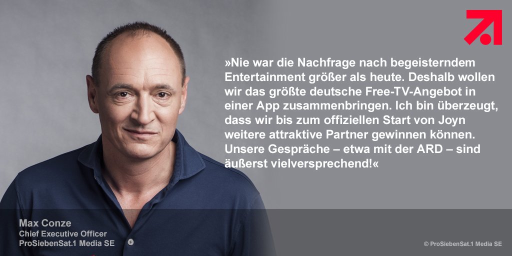 P7S1Group's tweet photo. Unser CEO Max Conze ordnet die Bedeutung unserer #Streamingplattform Joyn für #P7S1 ein. #joynthejourney 👇 https://t.co/XrBHLbnXWr