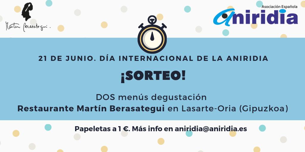 ¡Os recordamos que tenemos un #sorteo de 2 menús degustación en el restaurante Martín Berasategui en #Lasarte-Oria! 😍
¡Por tan sólo 1€ la papeleta!
para +info:☎️ 913303872 📧aniridia@aniridia.es
Todo el dinero recaudado se invertirá en ayudas y proyectos de la <a href="/ANIRIDIAAEA/">Asoc. Esp. Aniridia</a>