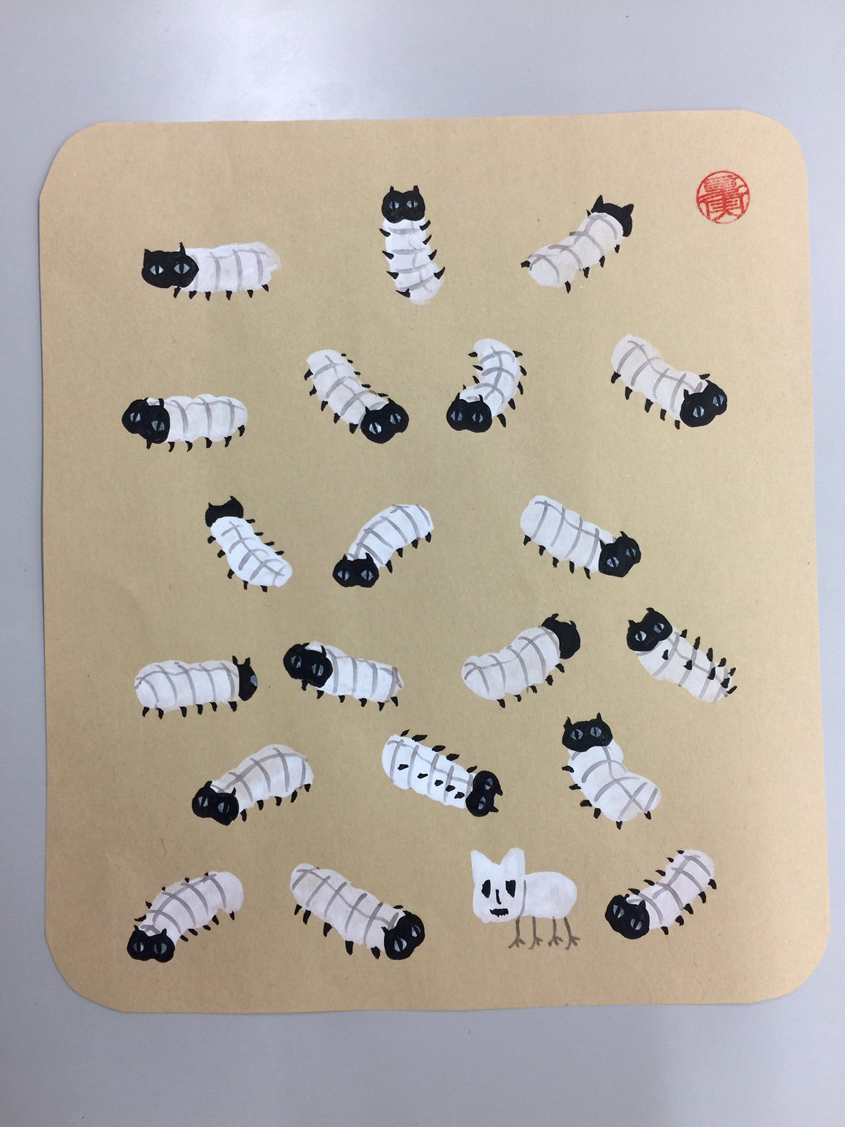 出禁のモグラ 鬼灯の冷徹 公式 江口先生の令和一発目の落書きは 茶色い紙に白が映えてるこの２枚です 鬼灯の冷徹 T Co Bakcodnlnp Twitter