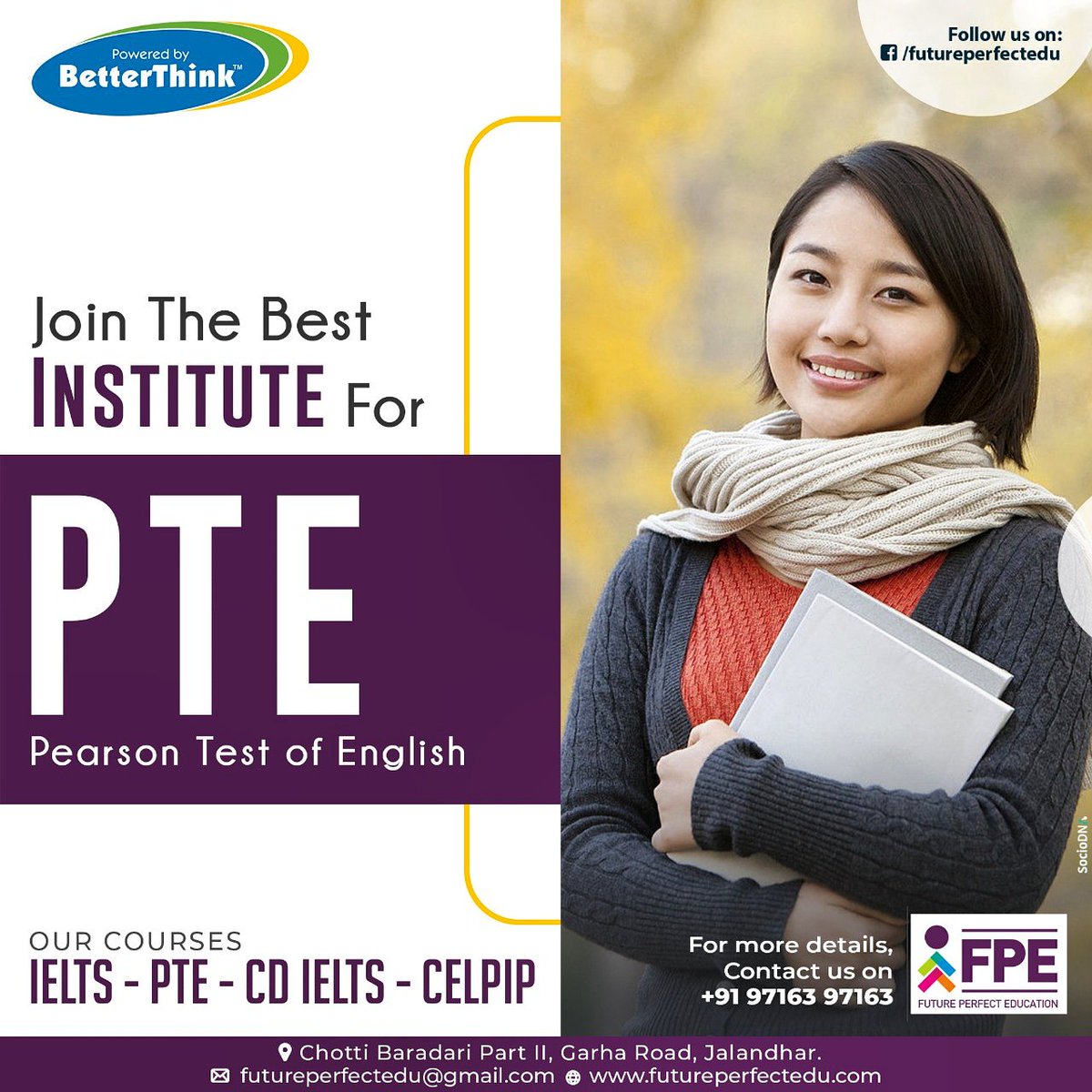 FuturePerfectE1's tweet photo. The Pearson Test of English Academic (PTE Academic) is trusted by universities, colleges, and governments around the world. 
At PTE Academic, They don’t judge anything about you… Except for your English skills.
Join FPE for best PTE classes.
#PTE #PTEJalandhar #FPE #FPEJalandhar https://t.co/MhtSMbLeb5