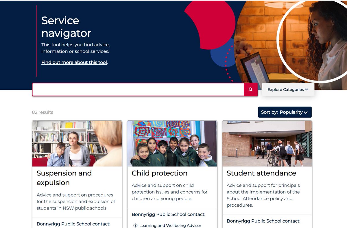 Screenshot of the new service navigator.