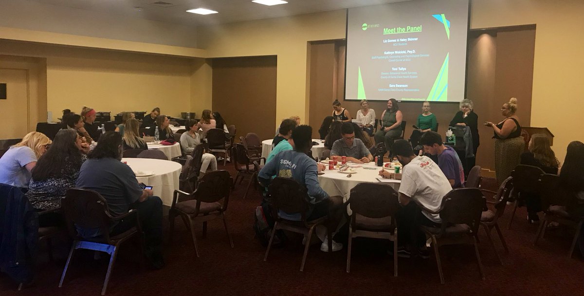 SCU_Wellness's tweet photo. WOW. What an incredible night with @ArtWithImpact and @natalieispoetry THANK YOU to everyone who came, our brave student panelists for sharing their stories, and the campus and community resources who support SCU students 🙏🏻 #SCUCares #EndTheStigma #MentalHealthAwarenessMonth https://t.co/E9xLdiYLYm