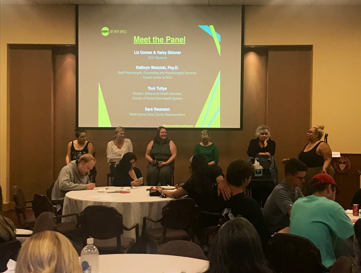 SCU_Wellness's tweet photo. WOW. What an incredible night with @ArtWithImpact and @natalieispoetry THANK YOU to everyone who came, our brave student panelists for sharing their stories, and the campus and community resources who support SCU students 🙏🏻 #SCUCares #EndTheStigma #MentalHealthAwarenessMonth https://t.co/E9xLdiYLYm