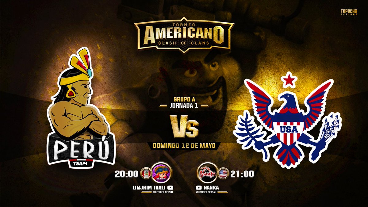 Y ESTE DOMINGO 12, SIGUEN LAS EMOCIONES DE LA PRIMERA JORNADA CON UNA GUERRA DE ALTO NIVEL...

@PeruTeamCOC vs <a href="/ClashWorldCup_U/">CWC USA</a> 

EN VIVO Y DIRECTO POR EL CANAL DE 2 YOUTUBER QUE SON UNAS GIGANTES POR:

PERU: <a href="/LIMJHIM_IDALI/">LIMJHIM IDALI</a> 
USA: <a href="/CocNanka/">Nanka COC</a>