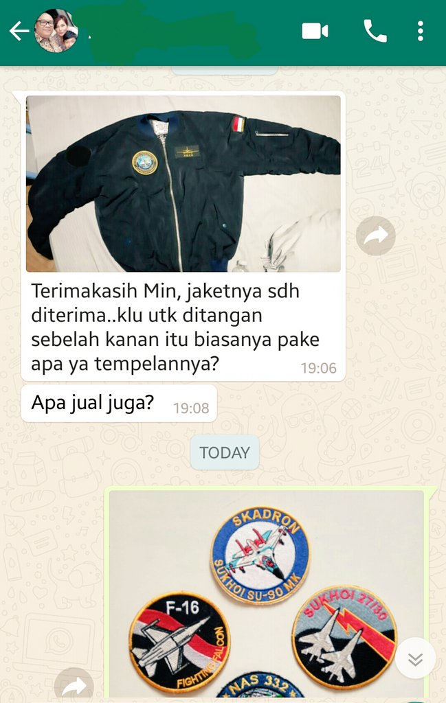 airforcecorner's tweet photo. Testimoni dari customer jaket bomber #airforcecorner. Tunggu apa lagi? Segera order jaket bombermu via WA: 0813-8262-8352. Ready stock badge joy flight Butet dan Padi Reborn.

Mohon bantuan rituitnya nDan @Puspen_TNI @_TNIAU @tni_ad @_TNIAL_ @JupiterAT @SobatPadiID 🙏😊 https://t.co/Dmw8jHH6Ck