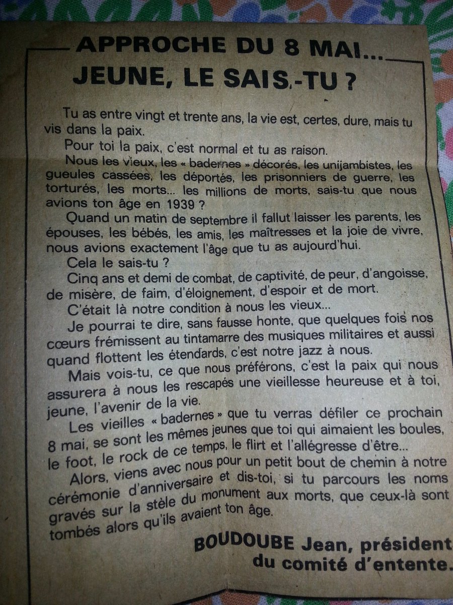 #8Mai Je voudrais partager avec vous ce document qui me vient de mon grand père qui a combattu pour la France. N'OUBLIONS JAMAIS...