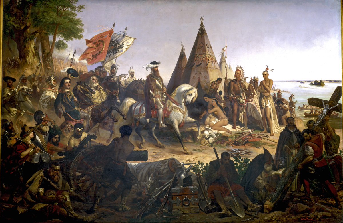 JaviSantamarta's tweet photo. El 8 de mayo de 1541, en lo que hoy se conoce como EEUU, los conquistadores españoles liderados por HERNANDO de SOTO son los primeros europeos que avistan el río Misisipi, al que bautizan Río del Espíritu Santo.

Lo que llamaron" Far West" no fue sino el norte de la Nueva España. https://t.co/WYNgYk4jqH