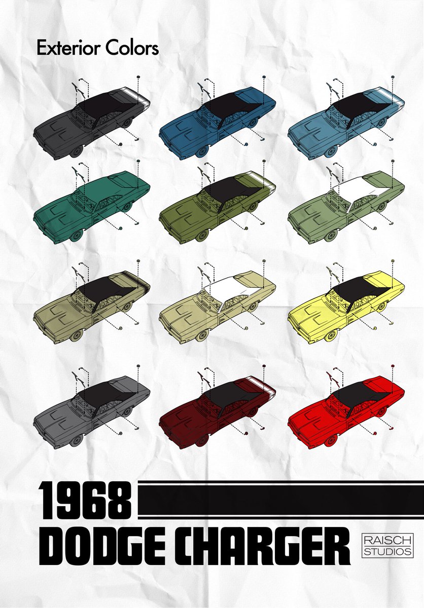 RaischStudios's tweet photo. Original 1968 Dodge Charger factory colors. #dodgecharger #chargerrt https://t.co/Lb5LEPT0qE