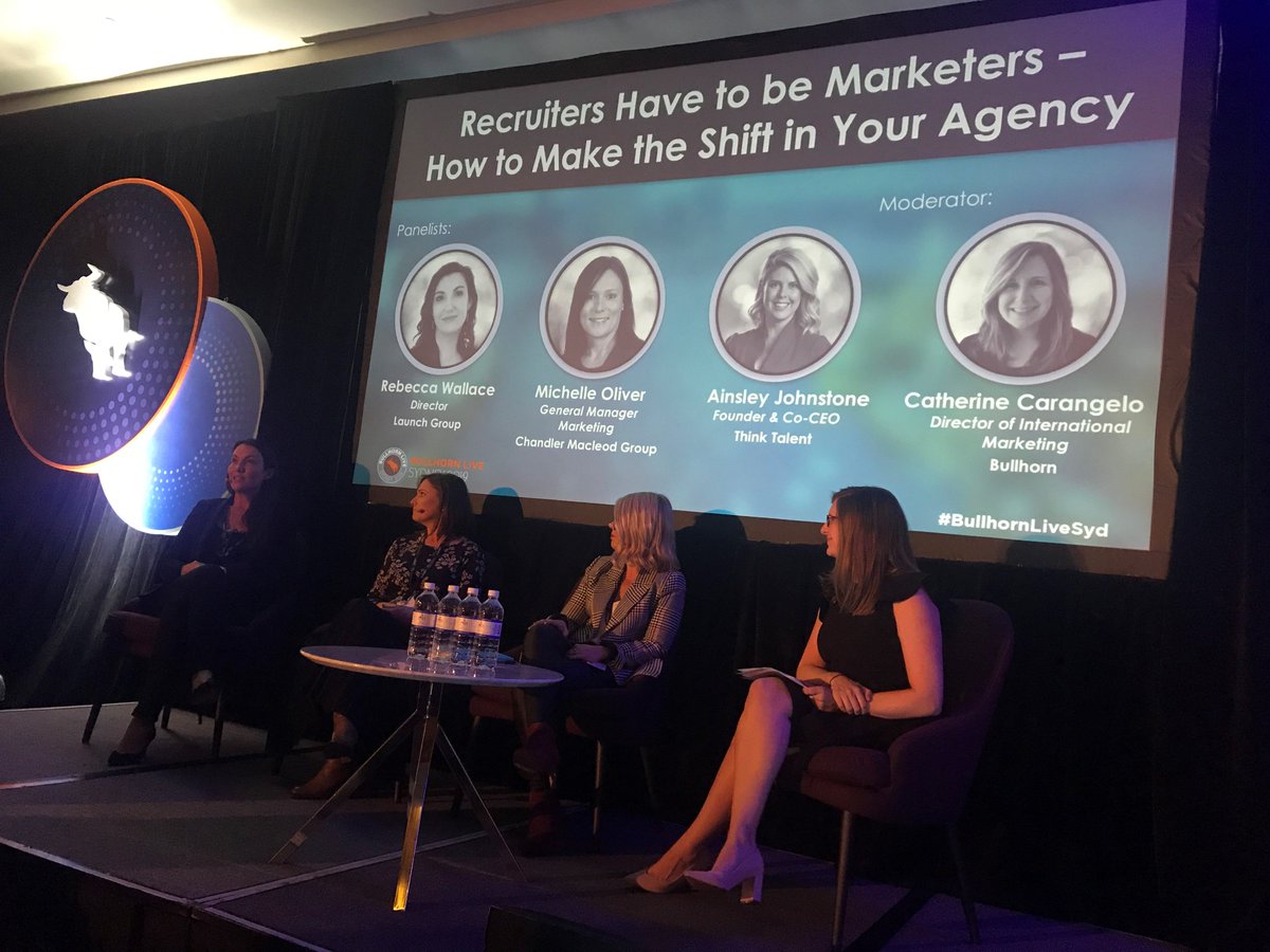 launchjobs's tweet photo. Yesterday our Director participated in a panel discussion at the #BullhornLiveSyd Event discussing the need for recruiters to act as marketers, and how to shift your agency into this mindset. A great session, with great insights. Thank you Bullhorn for a fabulous event! https://t.co/hFY4yPiktq