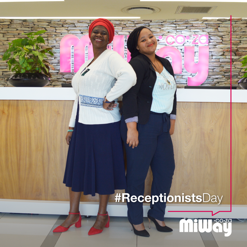 miwayinsurance's tweet photo. This #ReceptionistsDay, we celebrate the friendly, warm smiles that greet you as you enter our offices in Centurion.
Rinah and Sebenzile, thanks for brightening up the days of so many employees, clients and suppliers when they arrive!
#WorkAtMiWay #MiWayFamily #MiWayCares https://t.co/M2JDzmhmKR