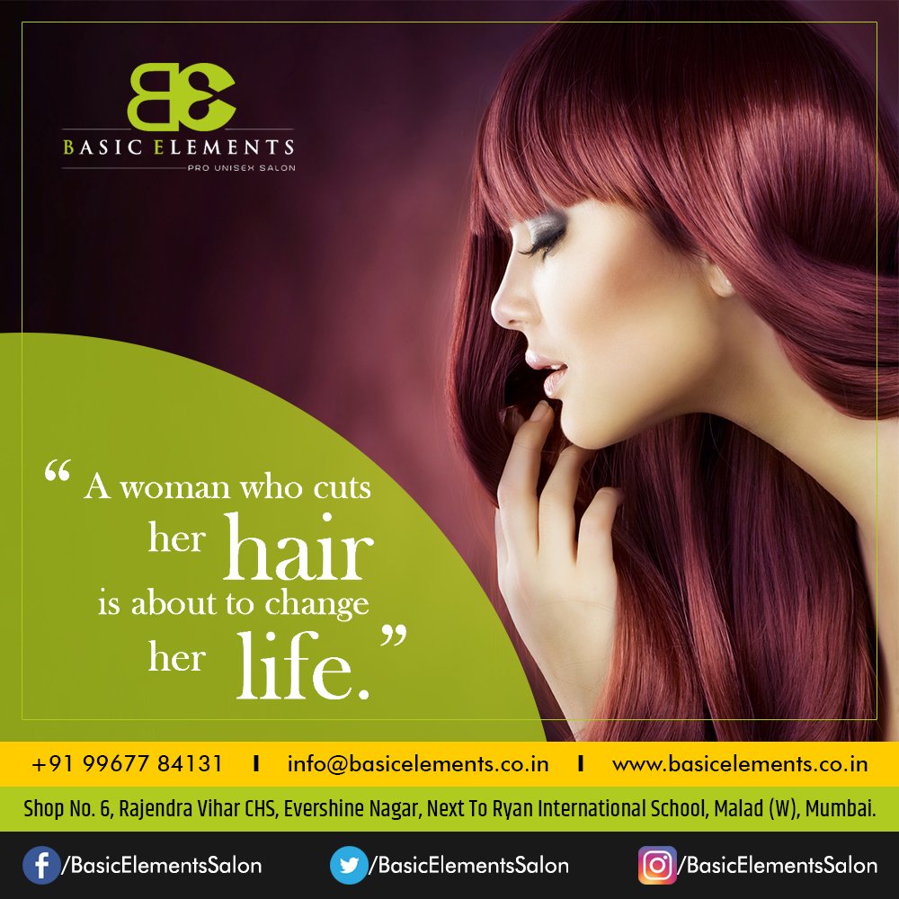 elements_basic's tweet image. A Women who cuts her hair is about to change her life!
Book your appointment now! Call on: +91 99677 84131
Address: Shop No. 6, Rajendra Vihar CHS, Evershine Nagar, Next To Ryan International School, Malad West, Mumbai.
#basicelements #salon #hairsalon #unisexsalon #beautysalon