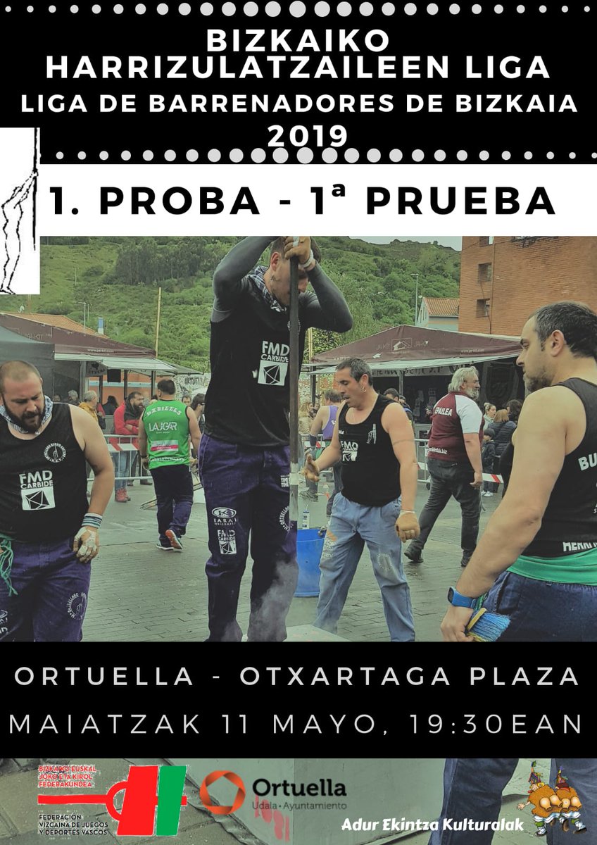 Harrizulaketa's tweet photo. Bizkaiko #harrizulatzaileak Liga 2019.
Maiatzaren 11an, ligako LEHENENGO proba Ortuellan. Otxartaga plazan 19:30ean
1° prueba de Liga en Ortuella el 11 de mayo a las 19,30h. 
#herrikirolak https://t.co/L21NjZI9pK
