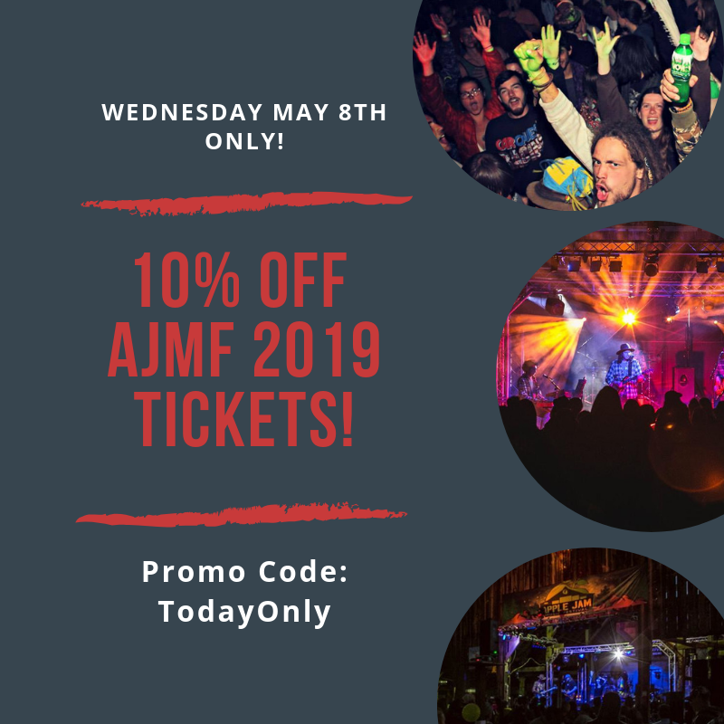 Apple_Jam_MF's tweet photo. Flash Sale! Use promo code: TodayOnly for 10% Off Weekend Passes! How many more exclamation points do we have to put for you!?! Get your pre-sale weekend passes today and save over $32 at the gate! https://t.co/xeG9dd4PsQ