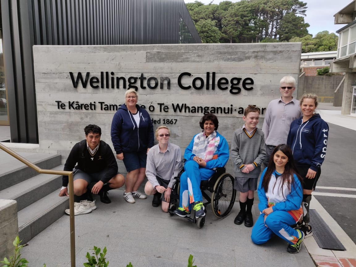 DeepaAthlete's tweet photo. Students welcomed me in #Wellington College with a Mihi Wahakatau, touching of forehead and nose. Spoke about my journey and later joined #Dsport youth group members for some Shotput and Discus Throw training.
#DeepainNZ #DeepaInspiring 
@ParalympicIndia https://t.co/2eKR0UvAHD