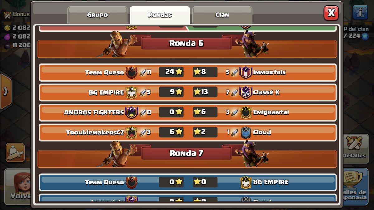 Con la guerra 6 ya encarrilada, es momento de pensar en lo cerca que tenemos el objetivo inicial de +21. 
19 ataques para 4 plenos.
Menos de 48 horas para finalizar una semana de cwl que está siendo un placer compartir con todos los que nos muestran su apoyo.