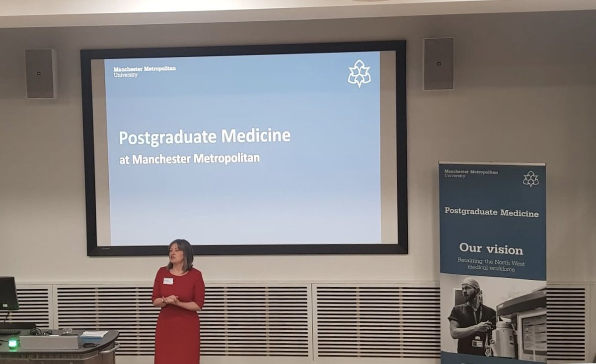 MMUHealthAndEd's tweet photo. "The beginning of a beautiful relationship between Manchester Metropolitan and the clinical partnerships in Greater Manchester and beyond."
Pro-Vice-Chancellor, Professor Alison Chambers @DrAlison_C introduces our Postgraduate Medicine Portfolio #pgmed #mrcmet https://t.co/itS5c9dzNj