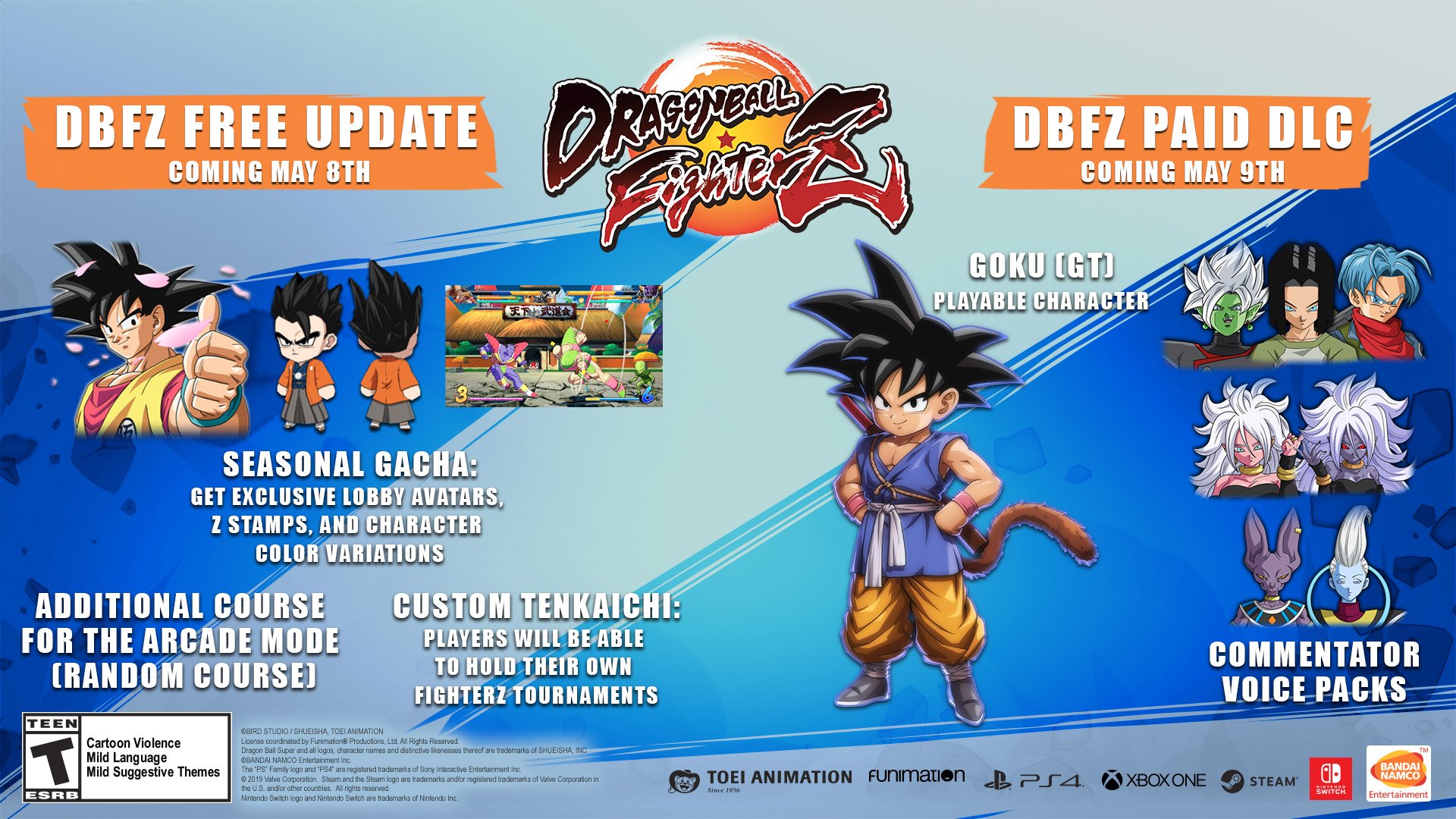Bandai Namco Us Ar Twitter Unlock Seasonal Gacha A New Course For The Arcade Mode And Custom Tenkaichi With Our Dragonballfighterz Free Update Plus Get Ready For The Release Of Goku Gt