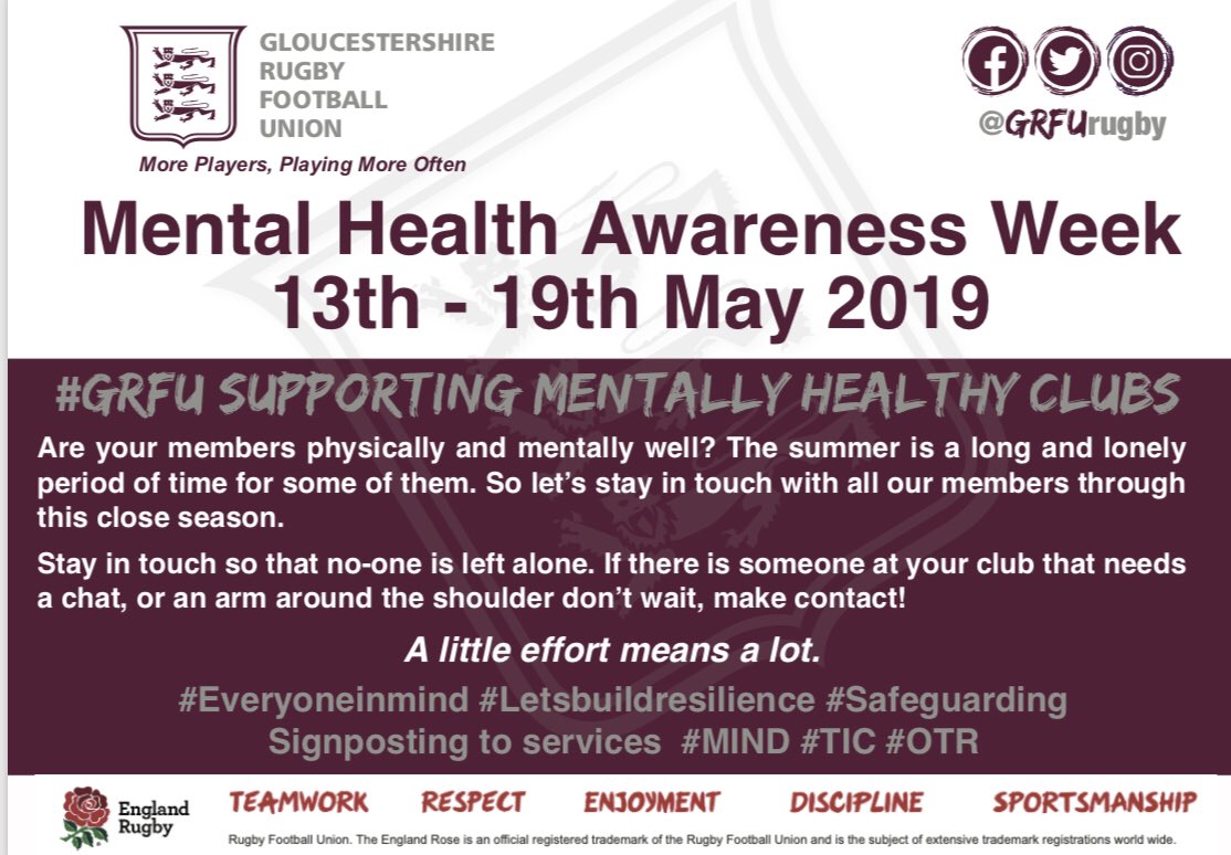 GRFUrugby's tweet photo. .@richbezzer is taking the lead promoting good mental health &amp; well being within #GRFU and the wider rugby community. Please all do your bit &amp; RT as a minimum 🙏🏼
#StayInTouch 
#MakeContact 
#MentalHealthAwareness 
#EveryOneInMind 
#LetsBuildResilliance https://t.co/IlCE0kQPy3