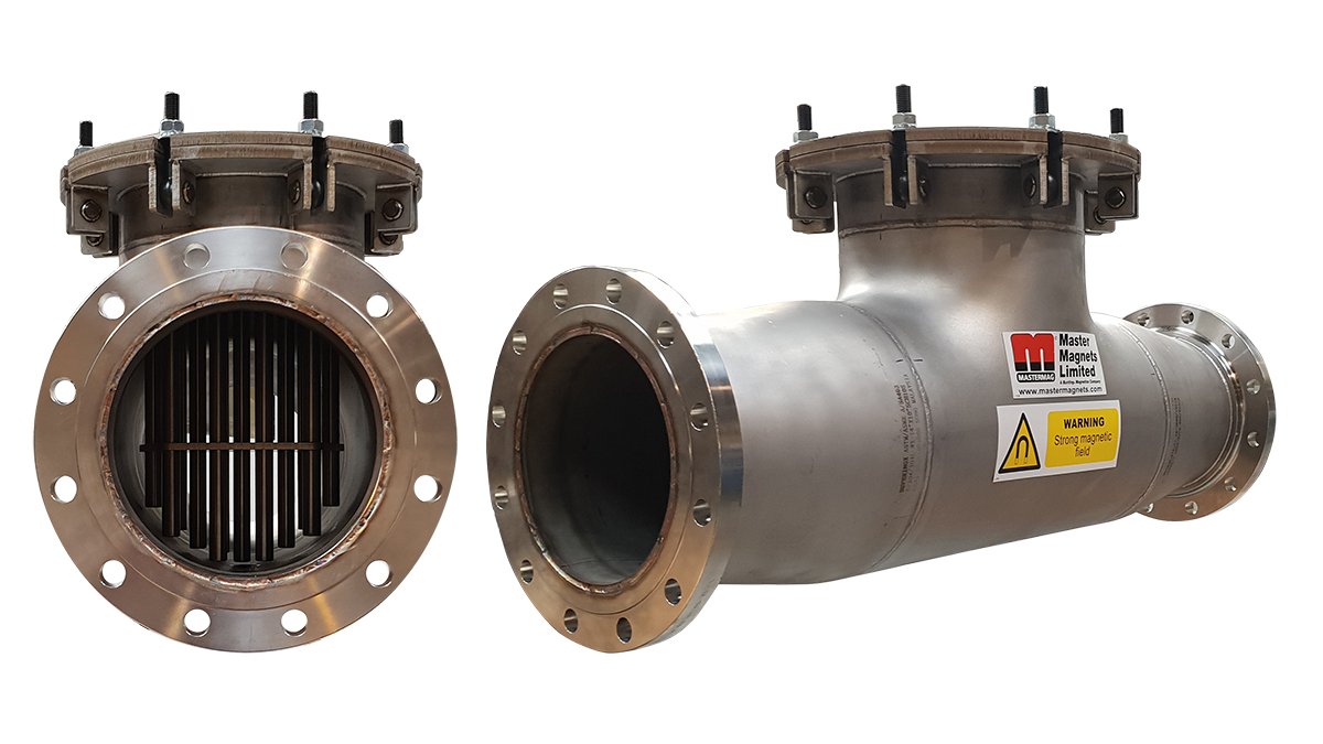 One of our largest Liquid Pipeline Magnetic Separators used to capture and remove ferrous contamination from slurries &amp; liquids. #processing More info can be found on mastermagnets.com/product/liquid…