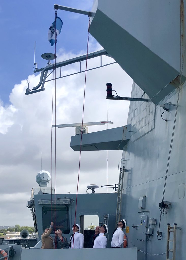 Delighted to welcome Coventry’s Apprentice of the Year winners on board for lunch and to hoist Coventry’s flag over HMS Diamond <a href="/coventrycc/">Coventry City Council</a> <a href="/Coventry2021/">Coventry UK City of Culture 2021</a> <a href="/BBCCovWarks/">BBC Cov Warks</a> <a href="/CWCHAMPIONS/">Coventry & Warwickshire Champions</a> <a href="/live_coventry/">CoventryLive</a> <a href="/realvicminett/">Vic Minett</a> #coventryflag #coventry