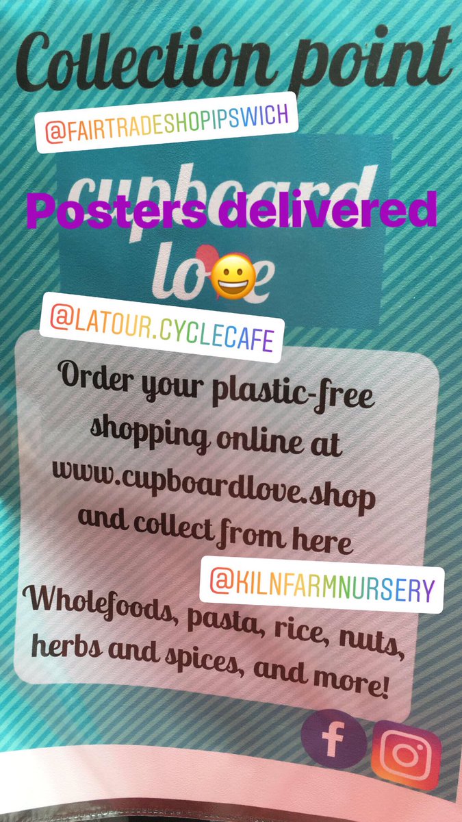 CupboardLove's tweet photo. Where can you collect an online order from Cupboard Love if you live in #ipswich #suffolk? Look for these posters 💗 #smallbusiness #reduceplastic https://t.co/aPeUP8XxYi